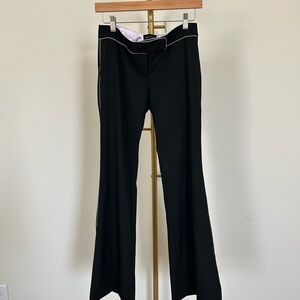 Vintage Y2K The Limited Black Flared Trousers Pants with Purple Silk Trim - 4